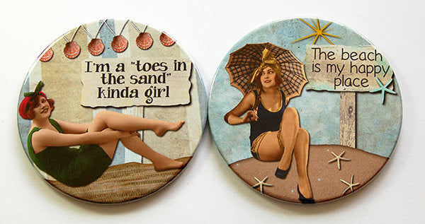 Beach Babe Retro Coasters Set 5 - Kelly's Handmade