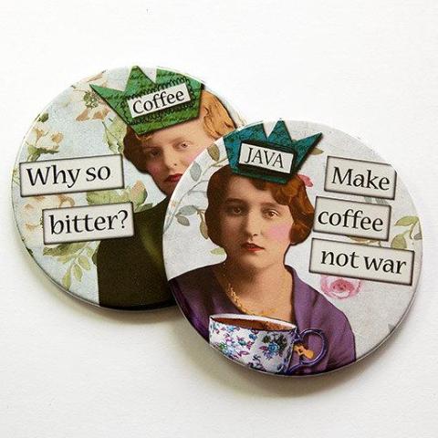 Coffee Lover Humor Coasters Set 4 - Kelly's Handmade