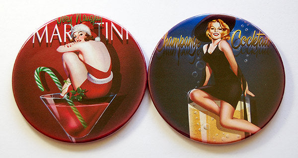 Pinup Girl Cocktail Coasters - Champagne & Martini - Kelly's Handmade