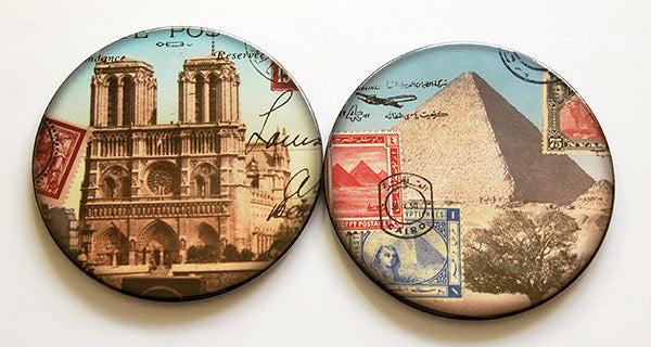 Travel Coasters - Paris & Cairo - Kelly's Handmade