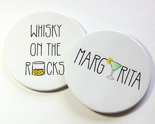 Cocktail Sketch Coasters - Margarita & Whisky - Kelly's Handmade
