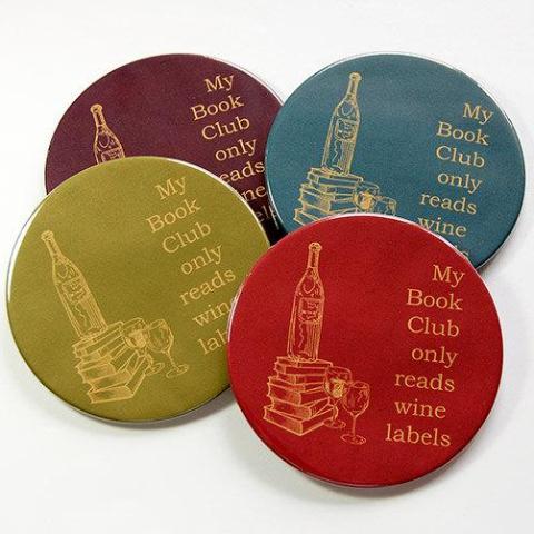 Book Club Reads Wine Labels Coasters - Kelly's Handmade