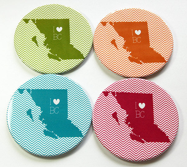 I Love British Columbia Coasters - Kelly's Handmade