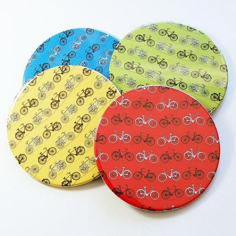 Bicycle Coasters in Bright Colors - Kelly's Handmade