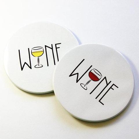 Cocktail Sketch Coasters - Red Wine & White Wine - Kelly's Handmade