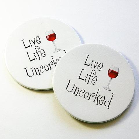 Live Life Uncorked Coasters - Kelly's Handmade