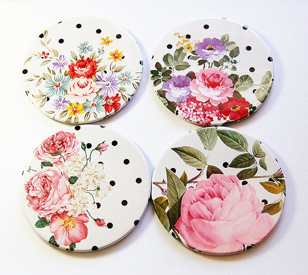 Flower Polka Dot Coasters - Kelly's Handmade