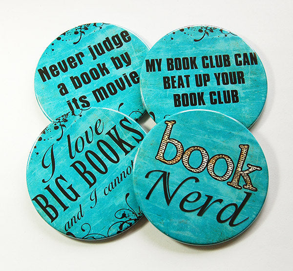 Book Club Coasters in Blue - Kelly's Handmade