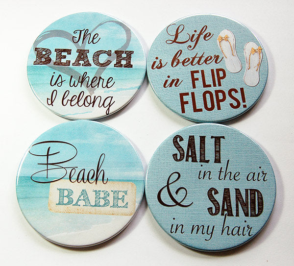 Beach Babe Coasters in Blue - Kelly's Handmade