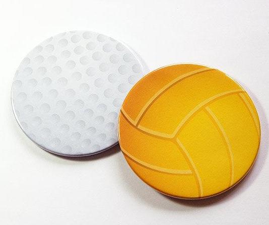 Sports Coasters - Gold & Volleyball - Kelly's Handmade
