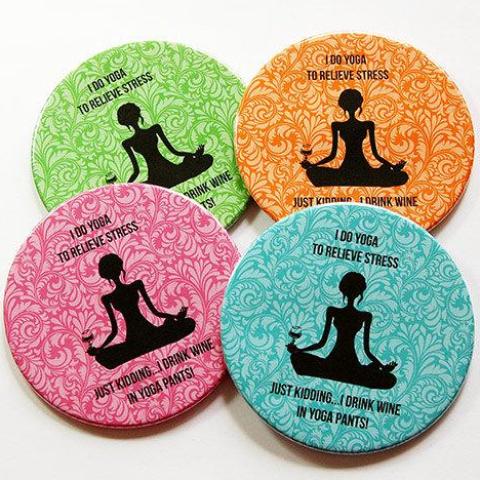 Yoga & Wine Coasters - Kelly's Handmade