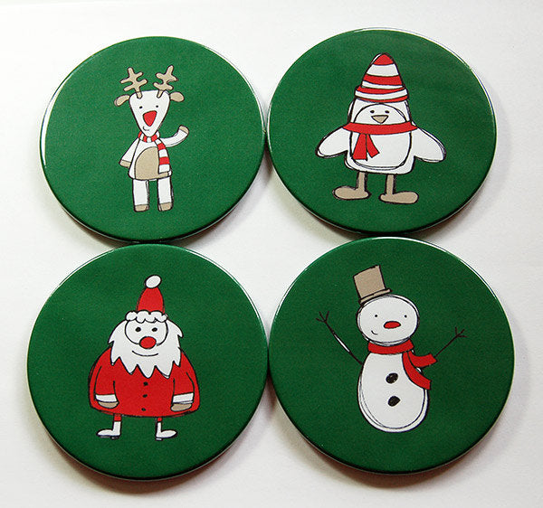 Christmas Cheer Coasters in Green - Kelly's Handmade