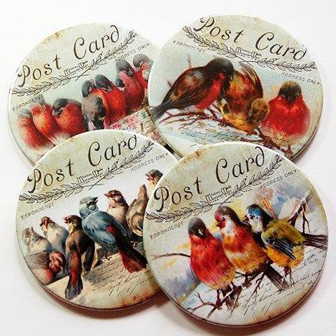 Post Card Bird Coasters - Kelly's Handmade