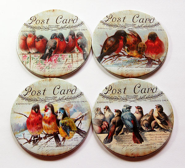 Post Card Bird Coasters - Kelly's Handmade