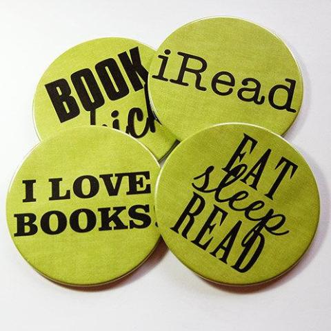 Book Club Coasters in Green - Kelly's Handmade