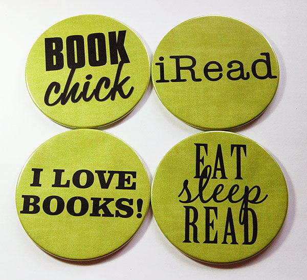 Book Club Coasters in Green - Kelly's Handmade