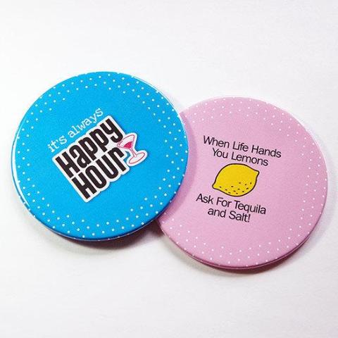 Cocktail Humor Coasters - Happy Hour & Tequila - Kelly's Handmade