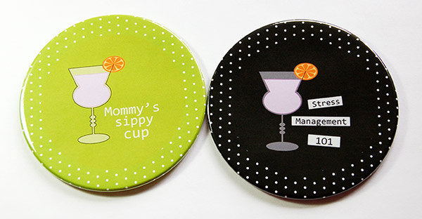 Cocktail Humor Coasters - Stress Management & Mommy's Sippy Cup - Kelly's Handmade