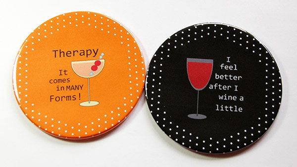 Cocktail Humor Coasters - Therapy & Wine A Little - Kelly's Handmade