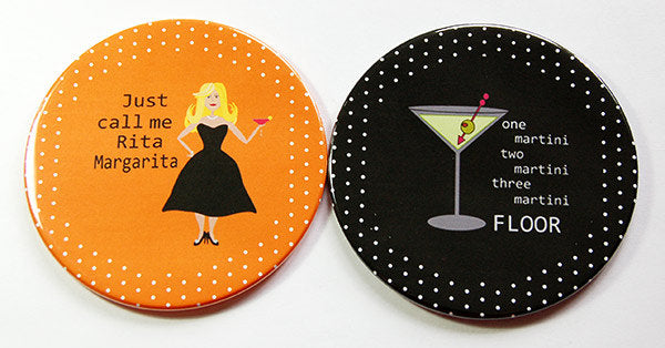 Cocktail Humor Coasters - Rita Margarita & Martini - Kelly's Handmade