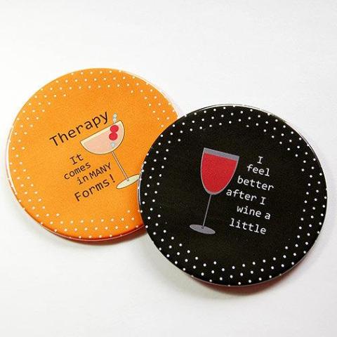 Cocktail Humor Coasters - Therapy & Wine A Little - Kelly's Handmade