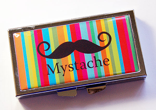 Mystache Rainbow Striped 7 Day Pill Case - Kelly's Handmade