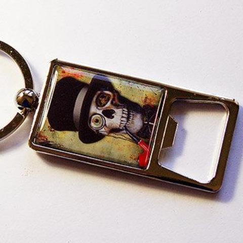 Skull with Top Hat Keychain Bottle Opener - Kelly's Handmade