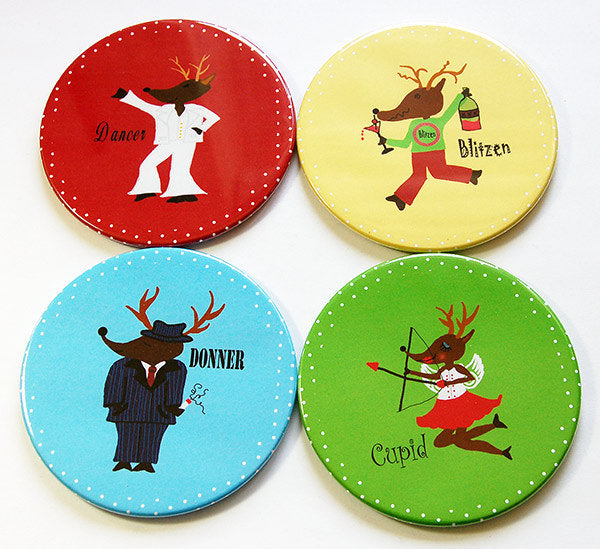 Christmas Reindeer Coasters Set 1 - Kelly's Handmade