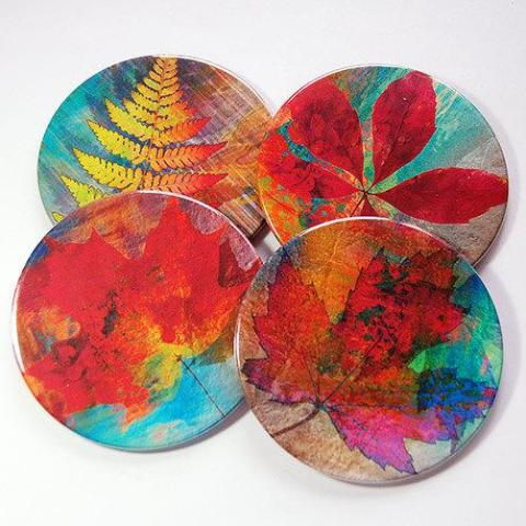 Autumn Leaves Coasters Set 3 - Kelly's Handmade