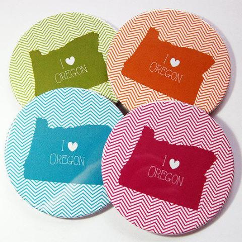 I Love Oregon Coasters - Kelly's Handmade