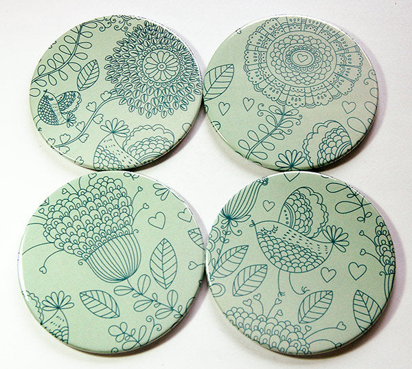 Floral Coasters in Green - Kelly's Handmade