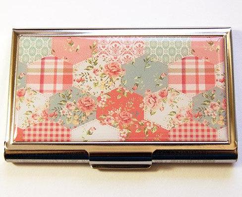 Patchwork Sewing Needle Case in Peach & Green - Kelly's Handmade