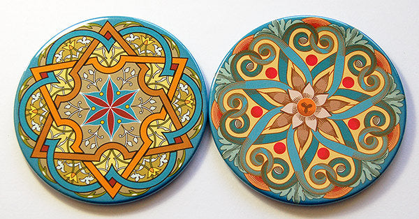 Mandala Coasters Blue & Orange - Kelly's Handmade