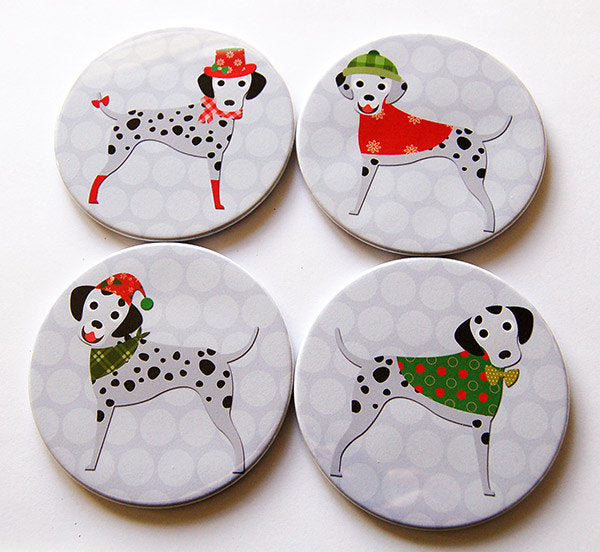 Christmas Dalmatian Coasters - Kelly's Handmade