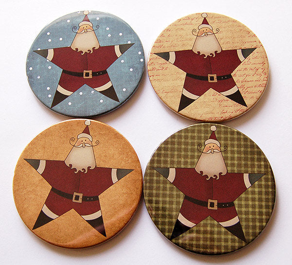Christmas Santa Folk Art Coasters - Kelly's Handmade