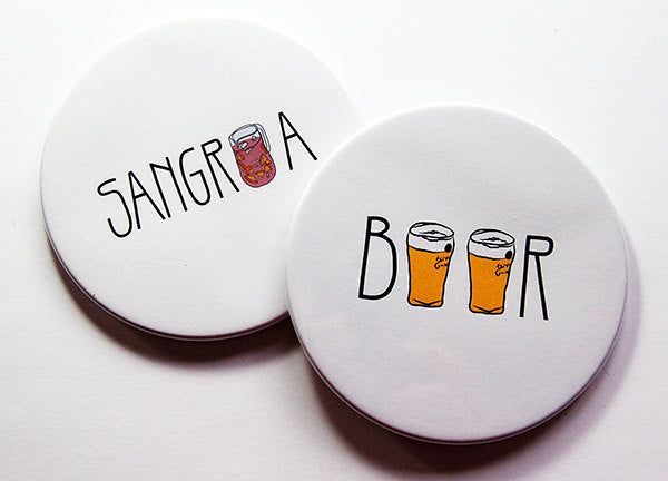Cocktail Sketch Coasters - Beer & Sangria - Kelly's Handmade
