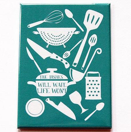 The Dishes Will Wait Rectangle Magnet - Kelly's Handmade