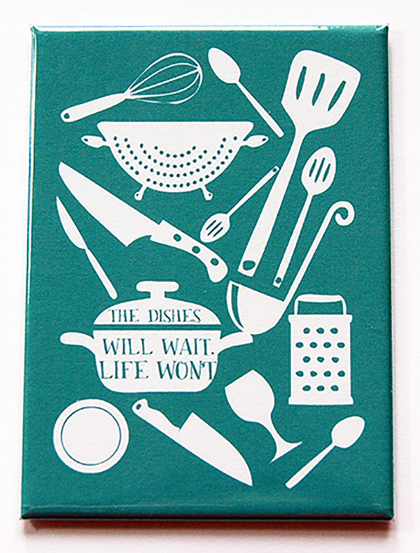 The Dishes Will Wait Rectangle Magnet - Kelly's Handmade