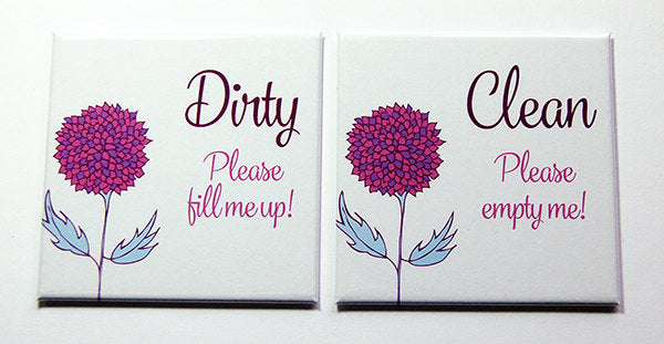 Flower Clean & Dirty Dishwasher Sign in Pink & Purple - Kelly's Handmade