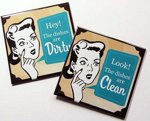 Retro Housewife Clean & Dirty Dishwasher Magnets #3 - Kelly's Handmade