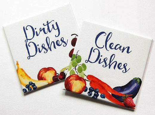 Fruit & Veggies Clean & Dirty Dishwasher Magnets - Kelly's Handmade