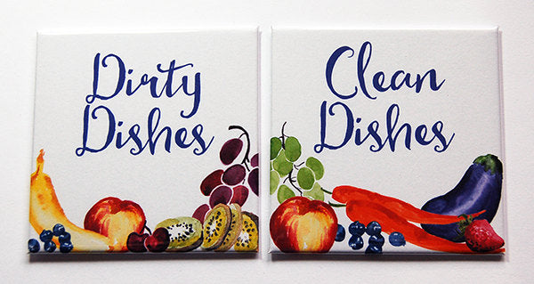 Fruit & Veggies Clean & Dirty Dishwasher Magnets - Kelly's Handmade