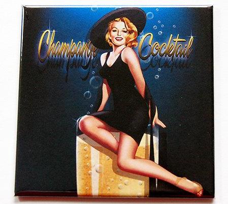 Pinup Girl Champagne Cocktail Magnet - Kelly's Handmade