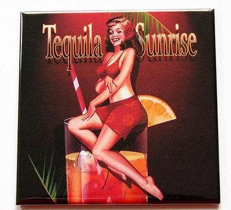 Pinup Girl Tequila Sunrise Magnet - Kelly's Handmade