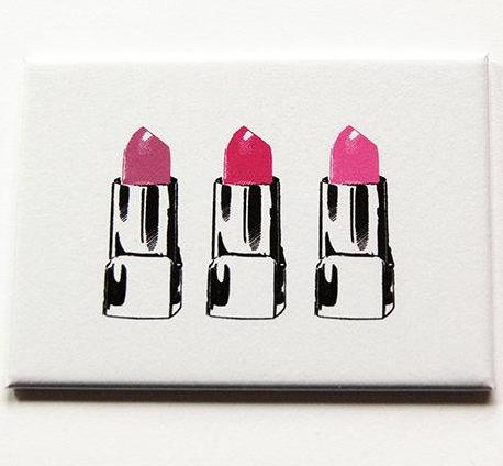 Pink Lipstick Large Pocket Mirror - Kelly's Handmade