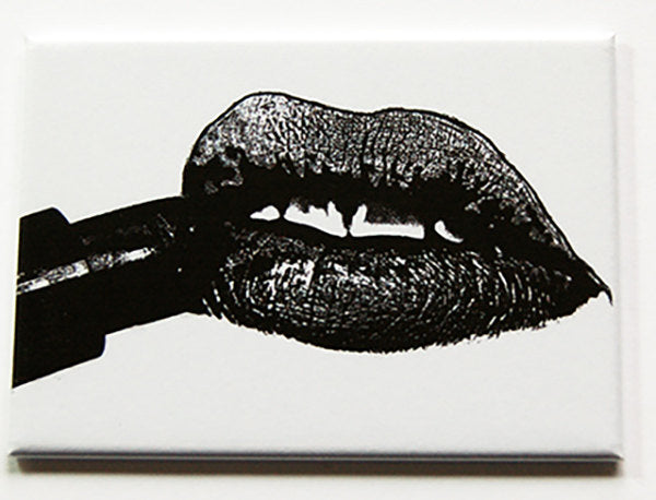 Lips and Lipstick Large Pocket Mirror in Black & White - Kelly's Handmade