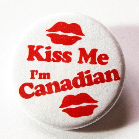 Kiss Me I'm Canadian Pin - Kelly's Handmade
