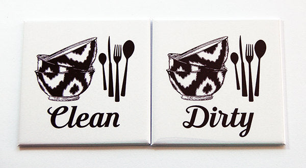 Bowls & Cutlery Clean & Dirty Dishwasher Magnets - Kelly's Handmade