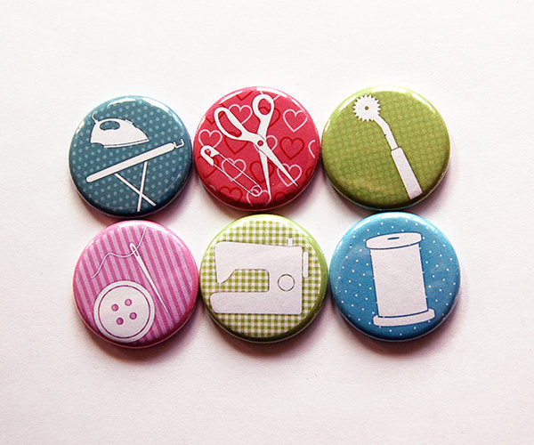 Sewing Set Of Six Magnets #2 - Kelly's Handmade