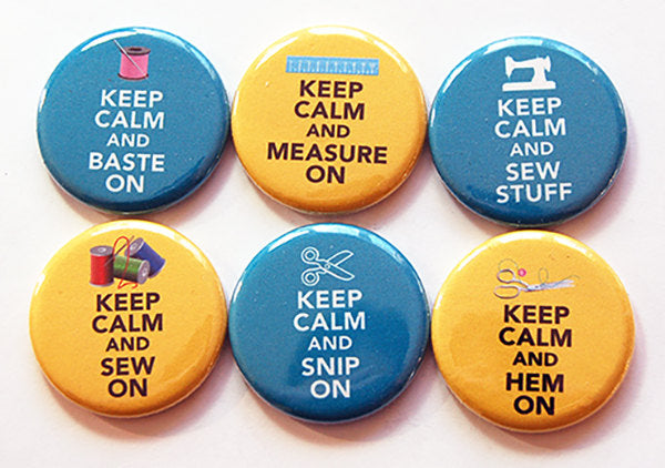 Keep Calm Sewing Set Of Six Magnets - Kelly's Handmade